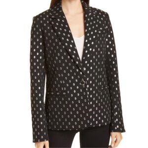 Tanya Taylor Women's Black and Silver Patterned Blazer